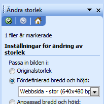 Välj alternativet Webbsida stor (640x480) Klicka på OK och spara bilden med ett nytt namn Ett annat alternativ kan vara att använda standardprogrammet Paint.