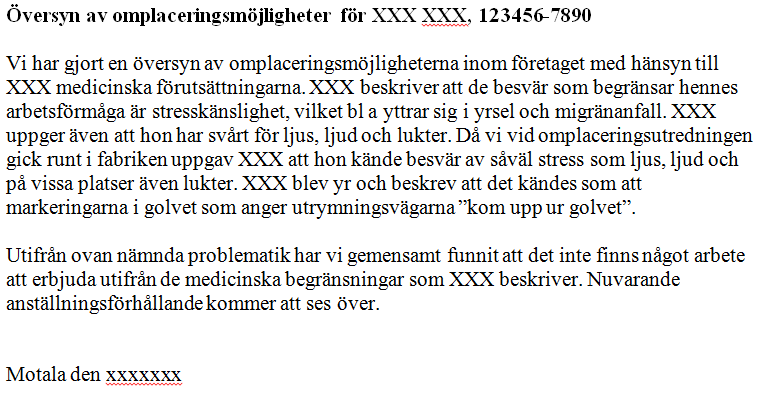 Exempel 1 på översyn av