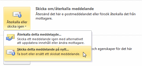 Brevlådehantering - Återkalla e-post Återkalla e-post (Ej i webaccessen) Om du av någon anledning ångrar ett utskick har du möjlighet att återkalla brevet, om mottagaren inte har hunnit öppna det.