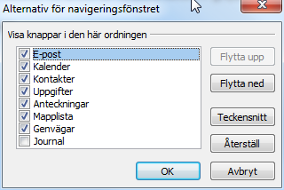 Allmänt - Arbeta på en liten skärm Arbeta på en liten skärm När du arbetar på en liten skärm kan du ställa in så att navigeringsfönstret till vänster med mappar och andra vyer blir en smal remsa.