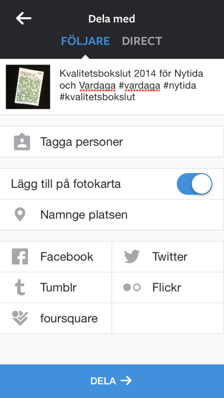 Här skriver ni in en passande bildtext som beskriver vad bilden visar och vad ni vill berätta med er bild samt passande hashtag om ni önskar.