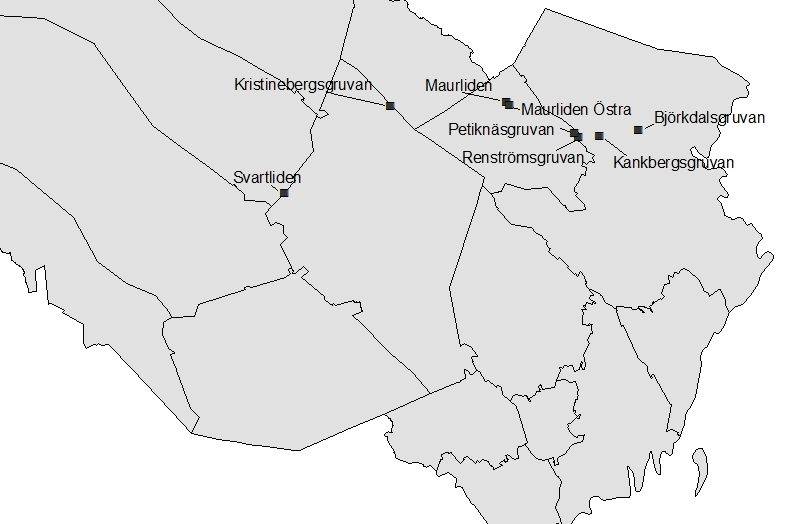 Dagens gruvverksamhet i Västerbotten gruva i Fäboliden. Båda dessa ligger i Lycksele kommun och fick sina tillstånd 27/28. I Fäboliden har det sedan tidigare brutits berg i en provgruva.