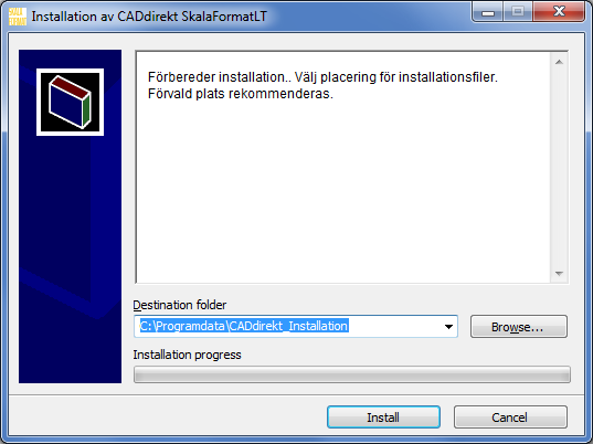 4 CADDIREKT SKALAFORMAT ÖVERGRIPANDE BESKRIVNING. INSTALLERA CADDIREKT SKÅLFORMAT LT. Starta CADdirekt_SkalaFormatLT.