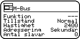 M-bus Huvudmeny/Service/M-Bus Söka efter sekundäranslutna mätare på M-Bus I meny M-bus finns verktyg för RCU att kontakta de sekundärt anslutna M-Bus mätarna. Markera M-Bus texten med och,.