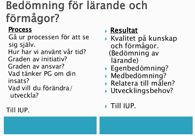 - samt vilka processer som föder återkoppling från omvärlden? Processen ska innehålla olika sätt för eleverna att bearbeta kunskapen, gärna kreativa och elevaktiva sätt.