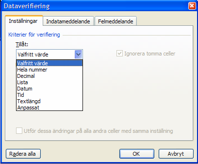 Avancerade programfunktioner Villkorsstyrd formatering När värden som på ett eller annat sätt faller ur ramen i en kalkylbladsuppställning skall tydliggöras finns möjlighet att med hjälp av