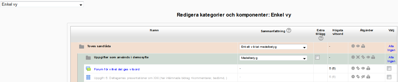 3.6 Studentens vyer för vitsord och feedback Se Studentmanualen, direktlänk: http://web.abo.fi/lc/moodle/moodlestudentmanual.pdf 3.