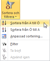 Databas - Sortera databas Sortera databas Du kan sortera din lista på olika sätt.