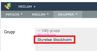 14 Ta fram lista på styrelsen 1. Klicka på Sök under den färgglada loggan i vänster hörn. 2. Klicka på fliken Grupper 3.