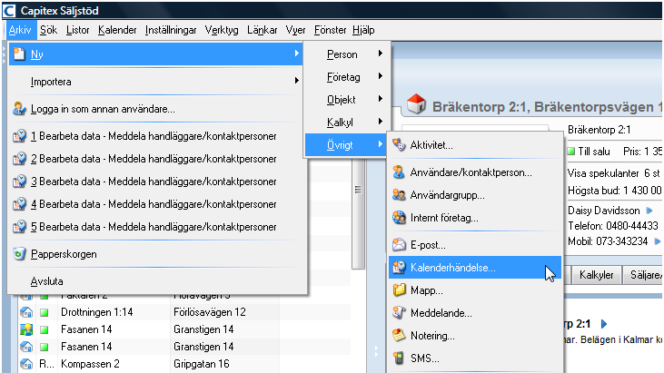 Med Digitala assistenten kan du schemalägga olika listor i Vitec Säljstöd, både sådana som finns inbyggda i programmet och listor som du själv har skapat.