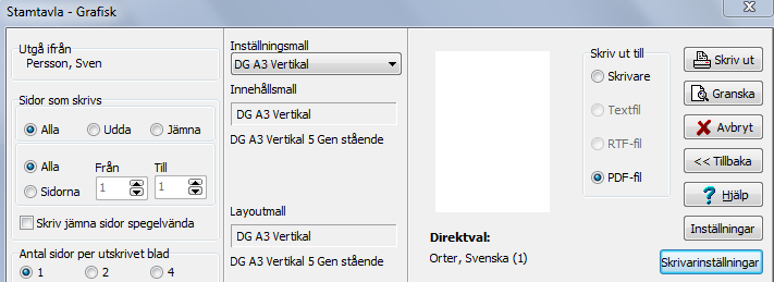 Välj en mall och använd Granska för att se hur resultatet blir. Passar den inte, klicka på Avbryt och välj en ny mall. Importera fler mallar för att hitta dina egna favoriter.