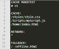 3.2.1.1. Cache Manifest Cache Manifest är filen som utvecklaren använder för att specificera vilka filer som skall cachas.