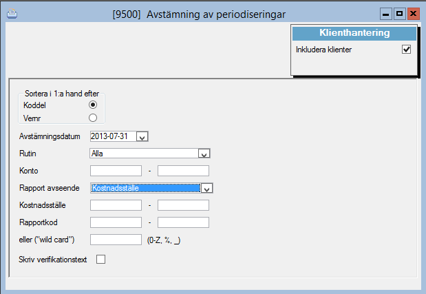 avstämningsdatumet. Detta resulterar i att rapporten visar vilka transaktioner som utgående saldo för kontot består av. Om fler konton väljs summerar rapporten alltid konto för konto.