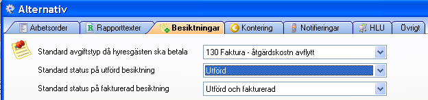 Utöver detta går det även att låsa dessa standardvärden så att enbart personal som har rättigheten "Byta låst avgiftstyp vid fakturering" kan ändra dessa avgiftstyper vid faktureringstillfället.