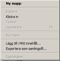 Galleriet "Mitt innehåll". Här kan du spara egna bilder (egna digitala foton, egna scannade bilder, hämtade bilder från bildbanker, ljudfiler m.m. Ny mapp Sortera upp ditt material i mappar.