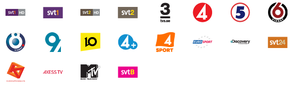 Digital-tv Kanalpaket Lagom Underhållning till lagom pris. Med Lagom får du Sveriges populäraste kanaler, SVT1 och SVT2, TV3, TV4, Kanal 5, TV6, Discovery med flera.