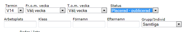 24 Och får då upp en ny bild med samtliga studenter och där ser du också vilka du har access till att publicera: Markera de som ska publiceras och klicka på Spara.