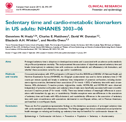 och 2005/06, n 4757 vuxna, stillasittande tid mättes med accelerometer, breakers,