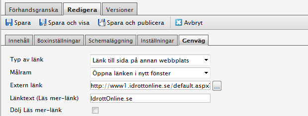 Länkar För att länka till en annan sida från en egen sida gör så att MARKERAR DEN SIDA SOM SKA LÄNKAS TILL EN ANNAN SIDA I STRUKTUREN, KLICKA PÅ GENVÄG.