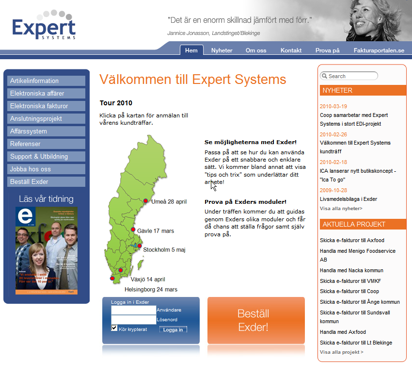 Senast Uppdaterad: 15-02-19 Exder ICA Grossist Sida 8 av 42 Handledning I detta avsnitt beskrivs hur ni använder Exder för att handla med ICA. 3.2 Introduktion 3.2.1 Inloggning Ni loggar enkelt in i Exder via vår hemsida.