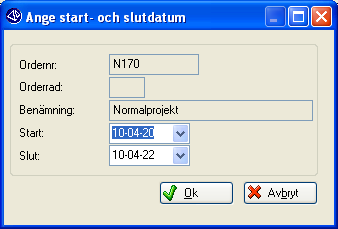 CRM-handbok - Aktiviteter Ny bokning kopplas till Med hjälp av knappen Hämta, listkontrollen för projekt och projektrad, knappen Inställningar styrs koppling av ny bokning enkelt direkt i rutin 617