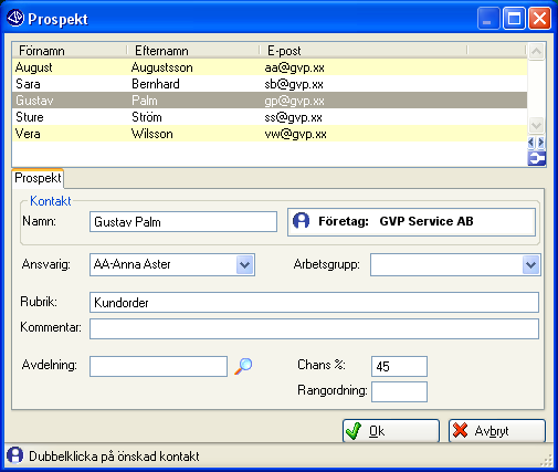 CRM-handbok - Centraler 4. Prospekt och Snabborder I detta kapitel beskriver vi funktionerna Prospekt och Snabborder. Ett prospekt är en förväntad kommande affär en offert.