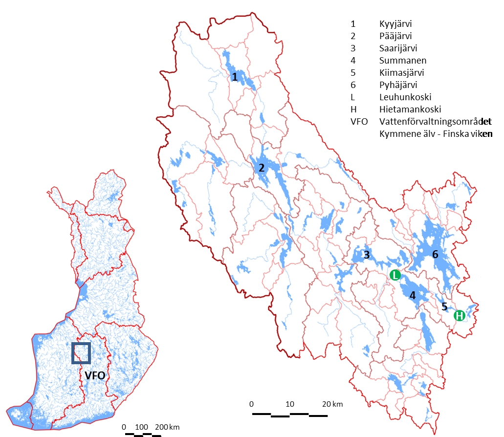 34 a) b) Figur 11. Saarijärviledens avrinningsområde (a) och dess läge i Finland (b). Kartor från Vattenkarta (SYKE, 20