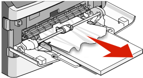 5 Skjut pappersstödet mot magasinets insida tills det vilar lätt mot papperets kant. 6 Tryck på Continue (Fortsätt).