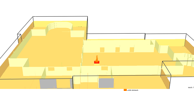 0 120 210 330 450 570 690 810 930 1050 1170 Effekt [kw] Brandteknisk riskvärdering av Berns i Stockholm 2013 2000 1800 1600 1400 1200 1000 800 600 400 200 0 Effektutveckling frigolitfiguren