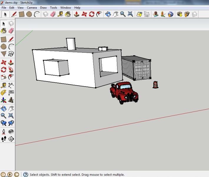 Programguide Google SketchUp Bild 1 visar startrutan i sketch up. Härifrån bygger man enkelt sin modell.