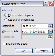 71 IT grundkurs 2 i datateknik vid Ålands lyceum AVANCERAT FILTER Du vill nu ta fram de poster där säljaren har varit antingen Paulsson, Lindén eller Johnsson.