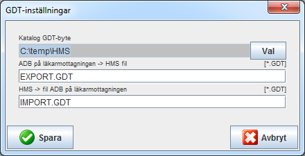 51 - Ändra standardinställningarna för HMS 2. Ange de inställningar som krävs. 3. Klicka på Save när ändringarna är klara och fönstret stängs.