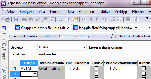 3 Lägg in de kolumner som ska inkluderas i Browserfrågan, en textruta och ett datumfält enligt exemplet nedan. 4 Spara.