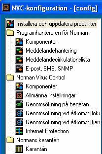 9 NVC för arbetsstationer användarhandbok Program och moduler i NVC Det här kapitlet visar hur NVC och eventuella andra Norman-produkter presenteras i konfigurationsredigeraren och under