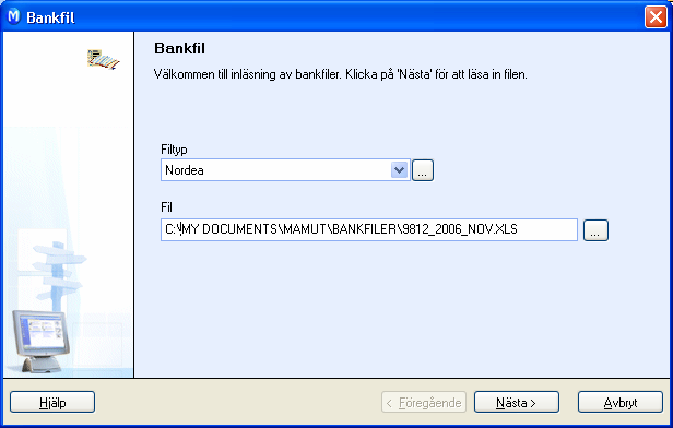 REDOVISNING Så här läser du in bankfiler 1. Välj Visa - Redovisning - Inläsning av egendefinierade bankfiler. 2. Välj Filtyp i rullgardinsmenyn för detta. 3.