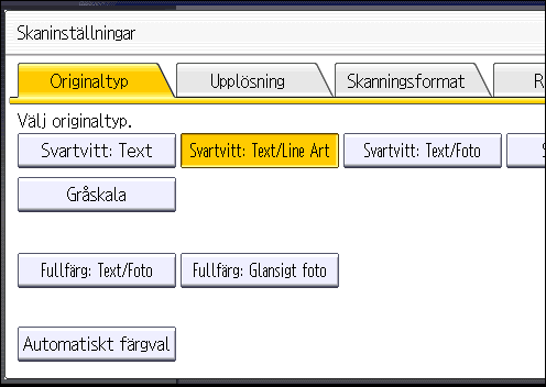 6. Skanna Ange Skaninställningar 1. Tryck på [Skaninställningar]. 2.