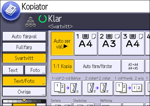 3. Kopia Det här kapitlet beskriver vanliga kopiatorfunktioner och användningsområden. Mer information finns i Kopiator/dokumentserver på medföljande CD-ROM-skiva.