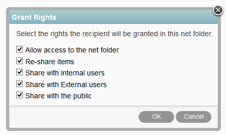 Share Rights Management Default share rights for users in their My Files Can be altered