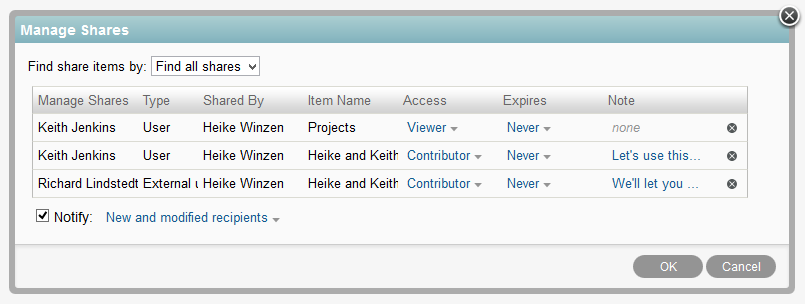 Admin View of Shared Items The Novell Filr administrator can see all