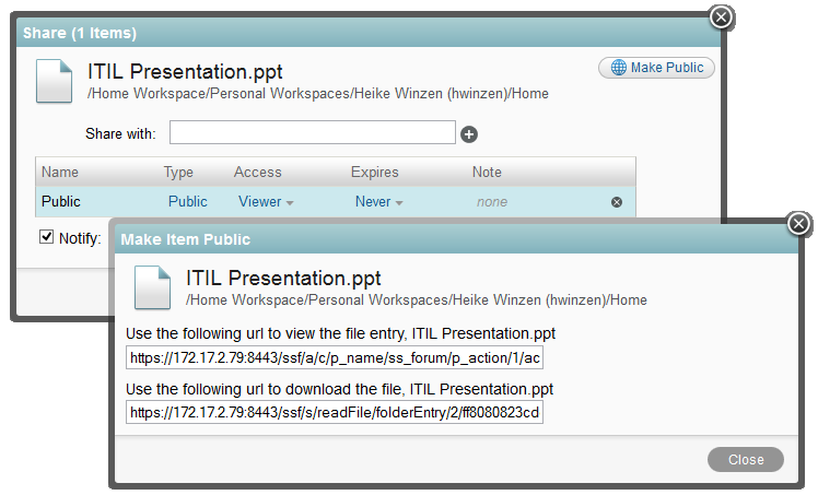 Public Access Configuration Global settings for public file