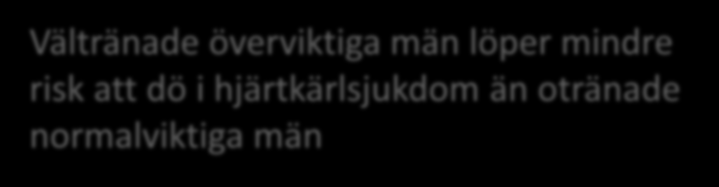 Relativ risk Vältränade överviktiga män löper mindre risk att