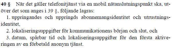 Förordningen (2003:396) om elektronisk kommunikation 39 -