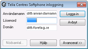 Användarhandbok 7/72 Kom igång med Telia Centrex Softphone med stöd för Microsoft Lync 2 Centrex Softphone startar automatiskt tillsammans med Microsoft Lync om du valt denna inställning under