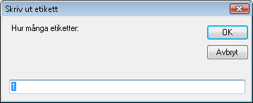 Om artikeln har blivit registrerad i Optitec RS kassa kan den ej tas bort. Med knappen Skriv ut kan fler prisetiketter skrivas ut på installerad etikettskrivare. Ny artikel (Lev.