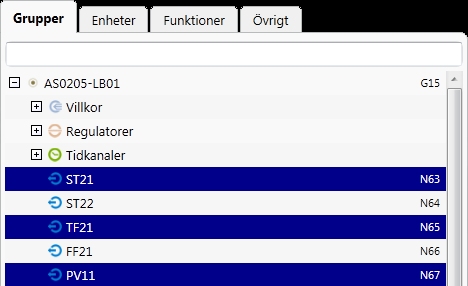 Det går även att multiselektera individuella objekt genom att hålla ner [Ctrl] och markera objekten. När multiselekteringen är utförd går det att arbeta vidare med de valda objekten i t.ex. adressvyn.