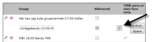 17(20) 2. För att ändra ett importerat gruppnamn, klicka på penn-ikonen sidan om gruppnamnet i listan. Nu öppnas fält upp för redigering. 3.