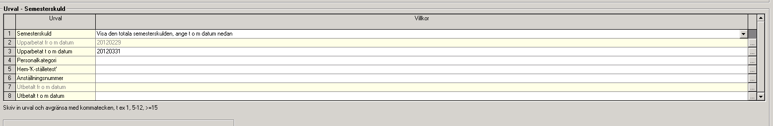 FLEX Lön - Användarmeddelande (maj 2012) 5 Semesterskuld med olika utbetalningsdatum och upparbetad semester Det finns ett stort behov hos många företag av att kunna få ut en semesterskuld som