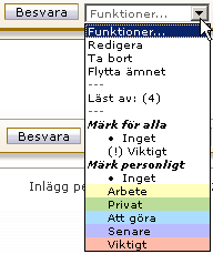 Sida 175/204 Bilden längst till vänster visar hur listan vanligtvis ser ut för en deltagare. Bilden längre till höger visar hur listan ser ut för en lärare eller forumhanterare.
