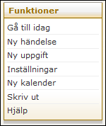 Sida 74/204 Händelser: Här kan du ta fram en lista över händelser i dina kalendrar genom att göra ett urval. Markera de kalendrar som du vill ta med.