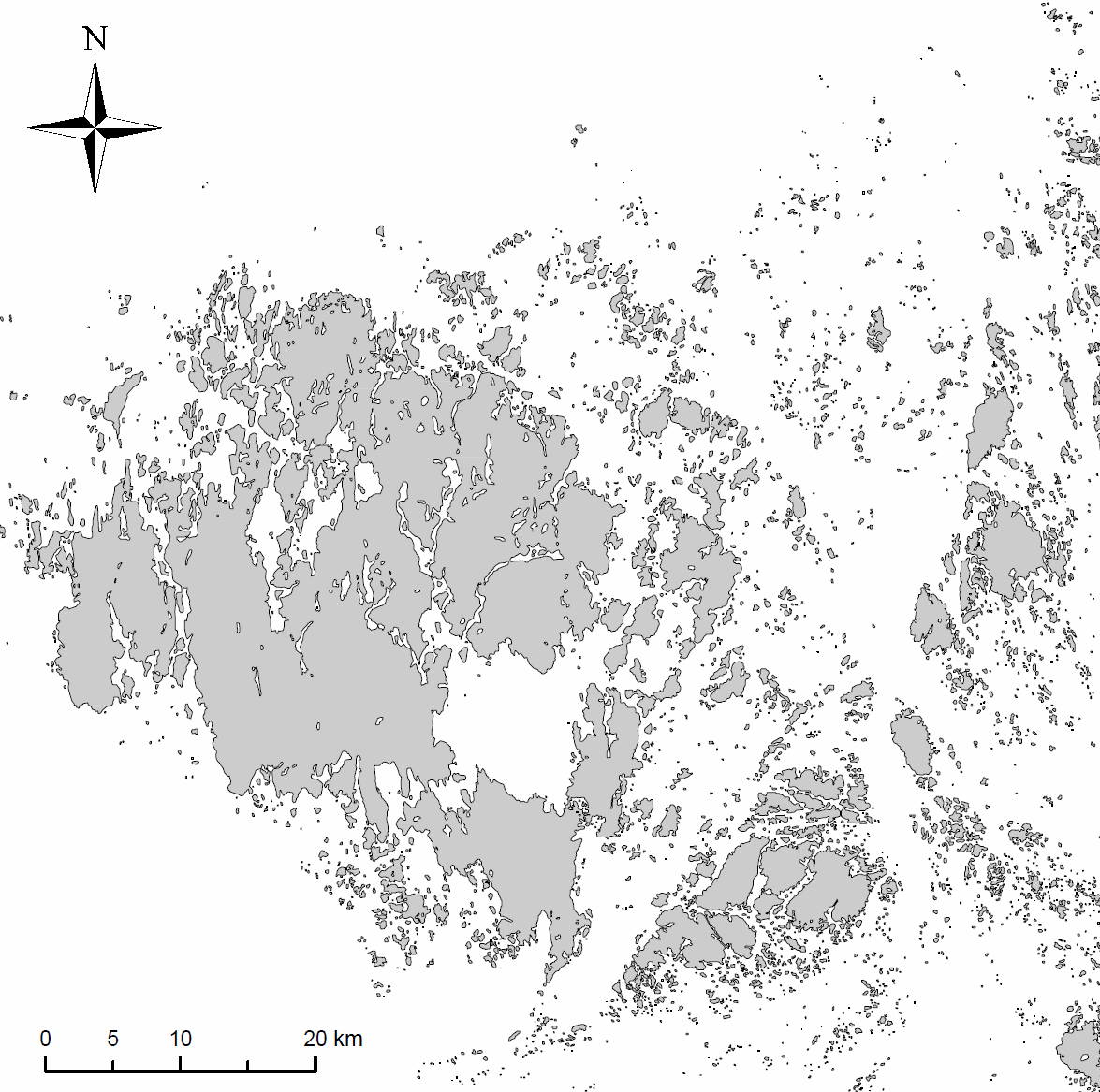 3 2 Material och metoder 2.1 Undersökningsområden Fyra åländska sjöar undersöktes: Vargsundet, Östra Kyrksundet, Västra Kyrksundet och Dalkarby träsk (fig. 1).